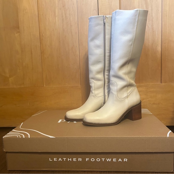 Brand New Knee High Retro Leather Boot in Bone from Portland Leather Patina - Picture 6 of 8